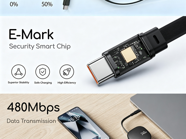 240W Retracttable USB C Cable 26 minutes 50% charger