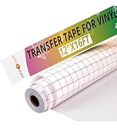 HTVRONT Transfer Tape for Vinyl -12" x 16 FT w/Red Alignment Grid Transfer Paper, Medium Tack Vin...