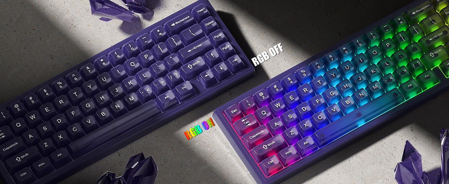 Womier Keyboard Keycaps Jelly, Purple Cute Keycaps, Transparent Clear Custom Key Cap