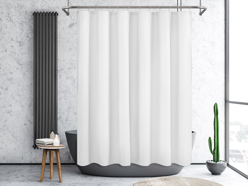 70x72 white embossed microfiber shower curtain with magnets