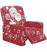 Doojoayie Santa &amp; Snowman Couch Slipcover Christmas Recliner Chair Covers Modern Home Xmas Decora...