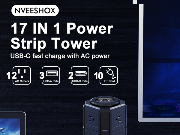 17 IN 1 Power Strip Tower