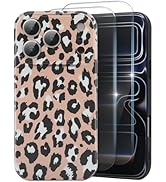 Cute Phone Case for iPhone 17 Pro Case, Tortoise Shell Pattern Leopard Full Camera Protective Sli...
