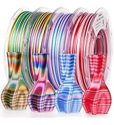 AMOLEN Silk 3D Printer Filament PLA Bundle, Shiny Multicolor Rainbow Filament Pack, Fast Color Ch...