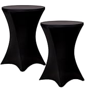 Fixwal Cocktail Table Covers, 2 Pack 32x43 Black Round Table Cover, Spandex Stretch Table Cloth f...