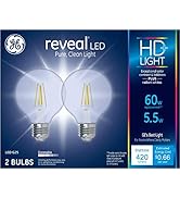GE Reveal LED Light Bulbs, 60 Watt, G25 Globe Bulbs, Medium Base (2 Pack)