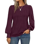 AUTOMET Long Sleeve Shirts Womens Pleated Business Casual Blouses with Smocked Cuffs