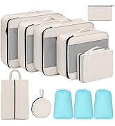Easortm Packing Cubes 11 Set, Suitcase Organizer Bags Set Travel Organizer Luggage, Collapsible O...