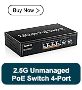 YuanLey 6 Port 2.5G PoE Switch Unmanaged, 4 x 2.5G Base-T PoE Ports, 2 x 10G SFP, IEEE802.3af/at,...