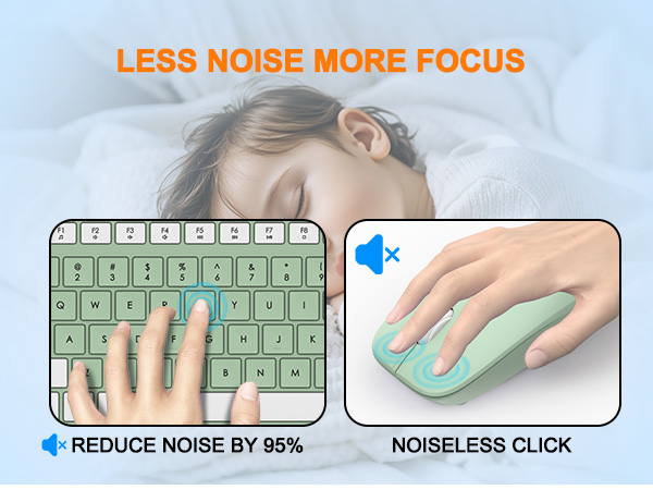 Wireless Keyboard and Mouse Combo, Full Size Silent Ergonomic Keyboard Mouse