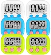 ZILLEEN 6 Pack Kitchen Timers for Cooking Digital Classroom Timers for Teachers Kids White Blue G...