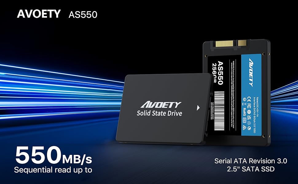 AVOETY AS550 2.5 inch Serial ATA Revision 3.0 SSD delivers sequential read speeds up to 550MB/s