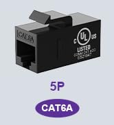 VCE UL Listed CAT6A Keystone Coupler (5-Pack, Black), UTP RJ45 Female-to-Female Jack, Compatible ...