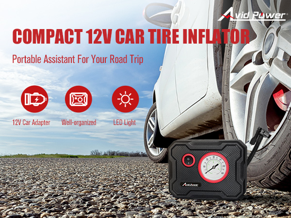 COMPACT 12V CAR TIRE INFLATOR