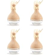 4PCS Refillable Hanging Car Diffuser Empty Glass Bottle Set | Glass vials with wood lids &amp; hangin...