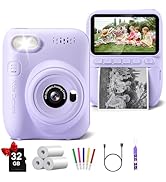 Kids Camera Instant Print, 3.0" HD 32MP Kids Camera Christmas Birthday Gifts for 3 4 5 6 7 8 9 10...
