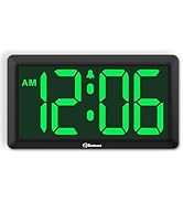 Soobest Large Digital Wall Clock Battery Operated, Auto &amp; Manual Dimmer LED Display, Easy to Read...