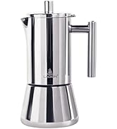 LAOION Stovetop Espresso Maker, 12Cup 17.5 oz Moka Pot, Stainless Steel Cuban and Italian Coffee ...
