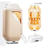 Electric Clothes Drying Rack with Remote Control, Digital Display, Adjustable Height, Beige