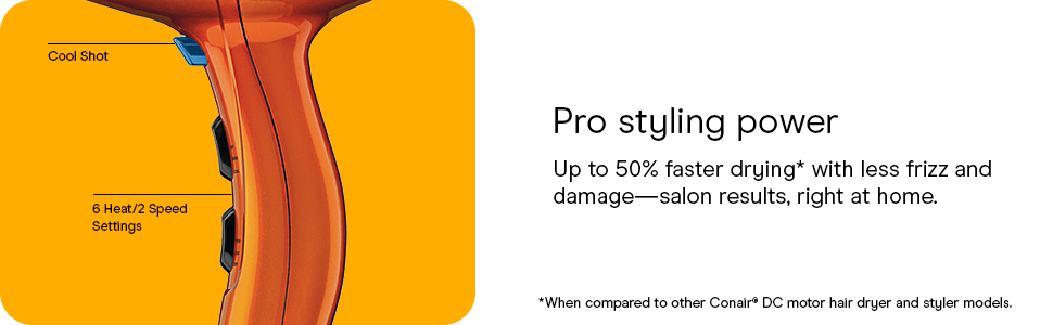 Inifiniti Pro Conair Orange Blow Dryer with pro styling power