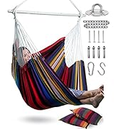 XXL Hammock Chair Hanging Rope Swing with 2 Cushions - Max 500lbs-Perfect for Patio, Porch, Bedro...
