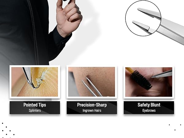 pointed precision ingrown hair tweezers,round tip eyebrows tweezers,splinter tweezers