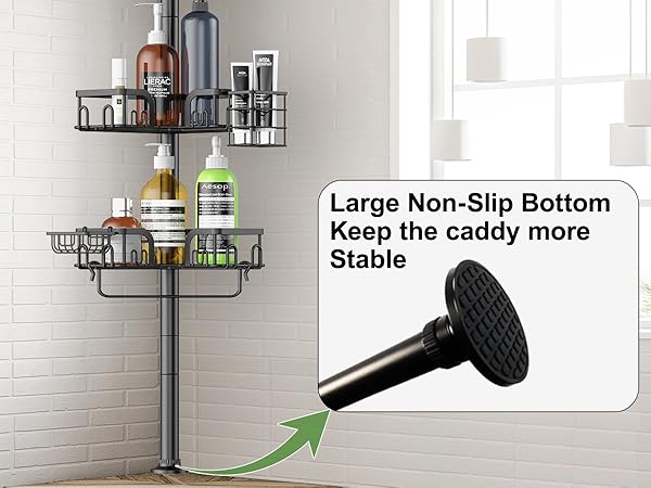shower corner organizer with large bottom cap