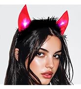 Aceorna Light Up Devil Headbands Led Devil Horn Hairbands Black Demon Headpiece Glitter Halloween...