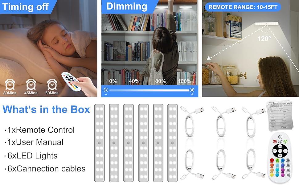 remote control cabinet lights, timming&amp;amp;dimmable closet lights