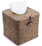 Sumnacon Tissue Box Square Tissue Holder Seagrass Tissue Box Cover Woven Tissue Box Holder Decora...