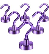 Neosmuk Magnetic Hooks, 25 lb+ Heavy Duty Earth Magnets with Hook for Refrigerator, Extra Strong ...