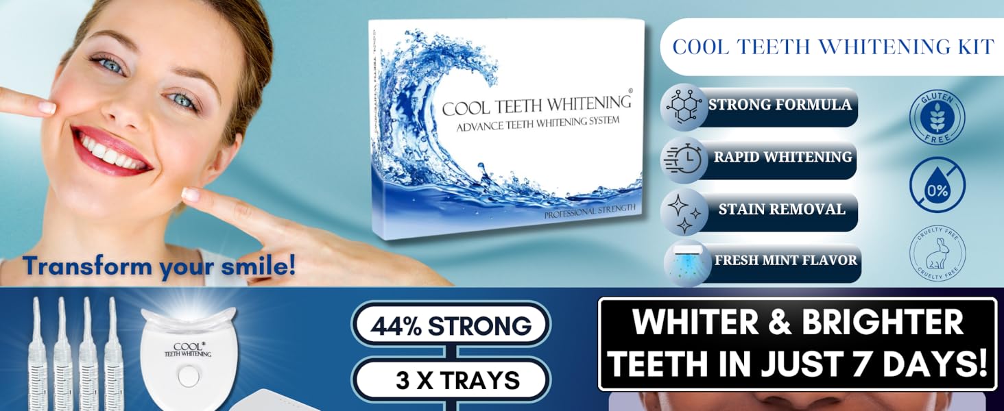 Teeth whitening trays with LED accelerator light complete whitening kit for bright white smile