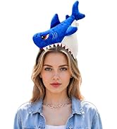 KHC-KHF Shark-Headband Funny-Hat Halloween Shark Funny Hairband Plush Headband Ocean Animal Costu...