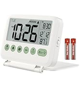 MeesMeek Digital Travel Alarm Clock - 3.54 inch LCD Display, 9-Minute Snooze, 2 Volume Levels, Ba...