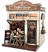 Joibabe DIY Miniature House Kit,Mini Buliding Kit,Coffee Shop Book Nook Kit for Adult and Teens, ...