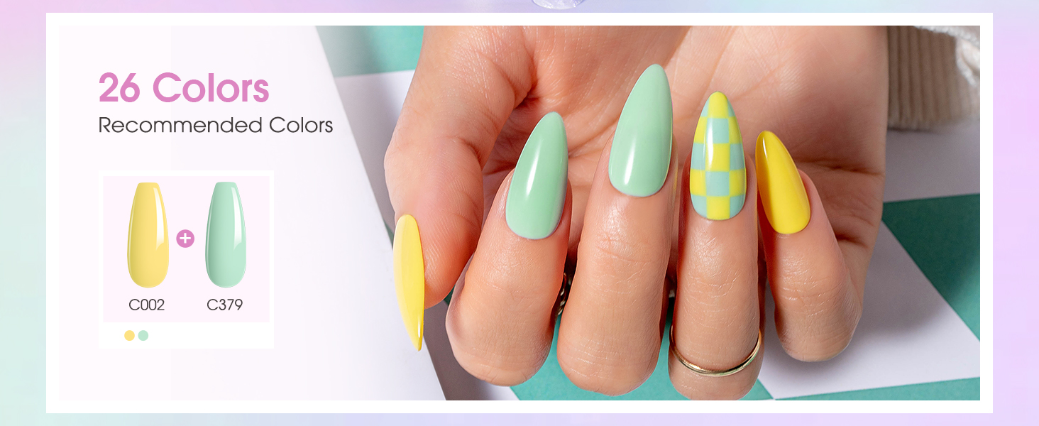 yellow green gel color nail polish