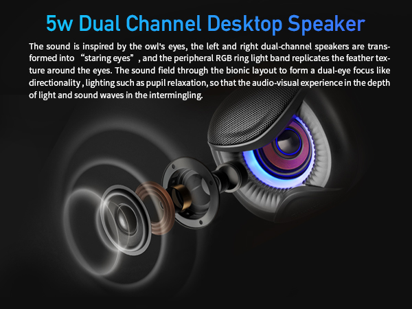5 Watt Dual Channel Owl Computer Speakers