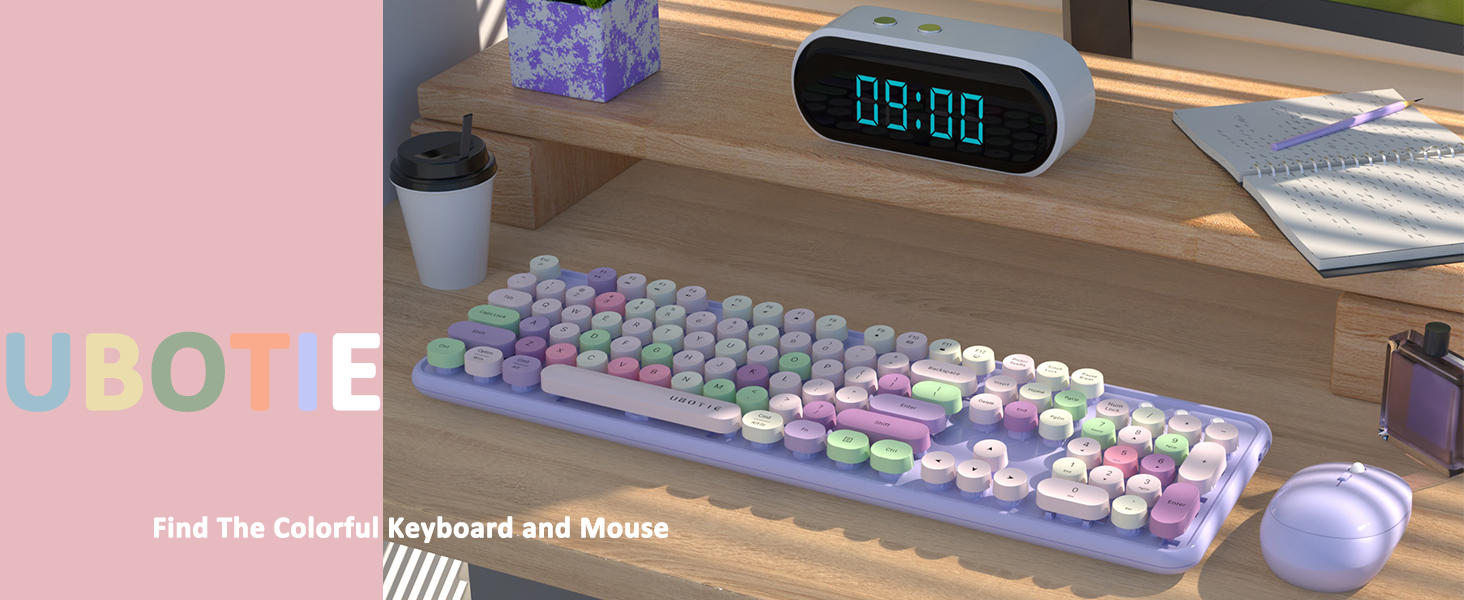 purple colorful wireless keyboard and mouse