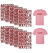 10 Sheets 440 Pieces Iron on Letters for Clothing, 2 Inch Heat Transfer Letters, Red Iron on Viny...