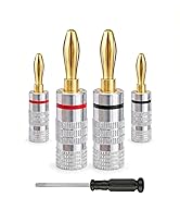 Banana Plugs, Solderless 24K Gold Plated 4mm Speaker Wire Connectors | 2 Pairs / 4 Pcs Dual-Screw...