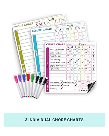 3 INDIVIDUAL CHORE CHARTS FOR KIDS AND ADULTS