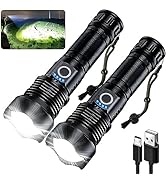 MILAOSHU Rechargeable Flashlights 900,000 High Lumens - 2 Pack, Super Bright 12 Hours Long Life L...