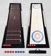 2-in-1 Premium Shuffleboard and Curling | 100% Solid Wood Shuffleboard Table (4ft)...