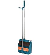 Broom and Dustpan Set, Plastic Silicone Hand Broom for Home & Kitchen, Long Handle Upright Stand ...
