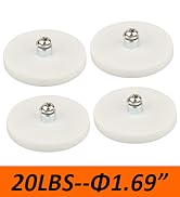 MUTUACTOR 4pcs Neodymium Round Cup Magnet Heavy Duty,20lbs Magnetic Mount White Rubber Coated Mag...