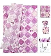 LIAPAWPAW Princess Tissue Paper, Purple Hearts &amp; Crowns Checkered Pattern, 20x14 in, 60 Sheets, C...