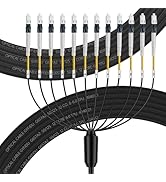 FLYPROFiber 12 Core Industrial TPU OS2 LC to LC Outdoor Armored Fiber Optic Cable, OS2 Fiber 12 S...
