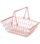 Toddmomy Mini Shopping Basket Metal Wire Storage Basket with Handles Tiny Shopping Basket for Min...