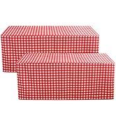 HolidayIdeas Checkered Fitted Table Covers for 8 Foot Tables - 96 x 30 Inch - 2 Pack Rectangle Ta...