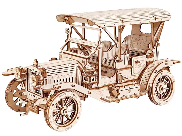 rokr 3d wooden puzzle car model kit mc801
